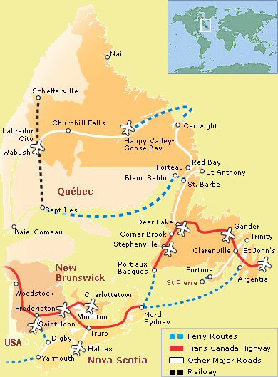 Map with major transport routes